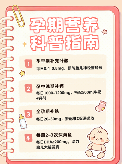 孕期营养科普指南小红书封面 模板ID：990405