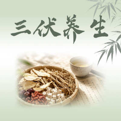 三伏养生新中式风宣传公众号次图 模板ID：990477