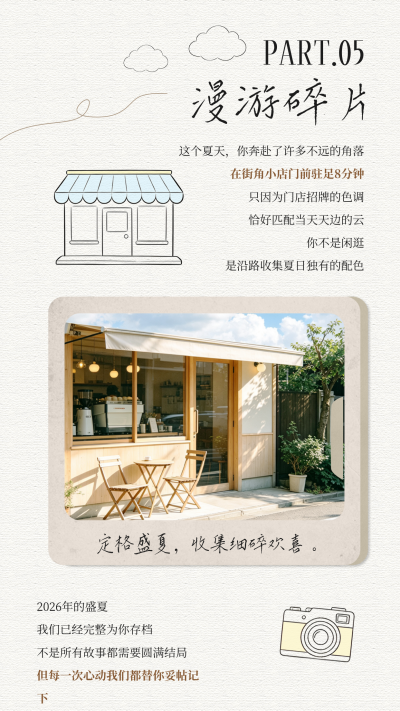 夏日文案文艺风竖版配图 模板ID：990524