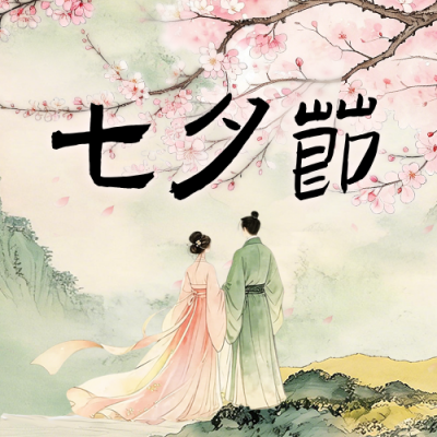 七夕节水墨古风祝福公众号次图 模板ID：990581