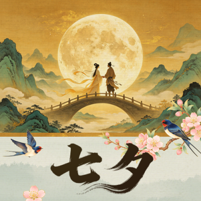七夕中国风祝福公众号次图 模板ID：990626