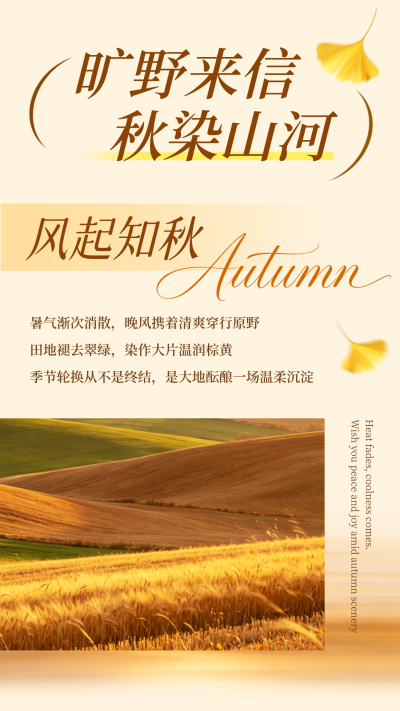 秋日文艺实景竖版配图 模板ID：990689
