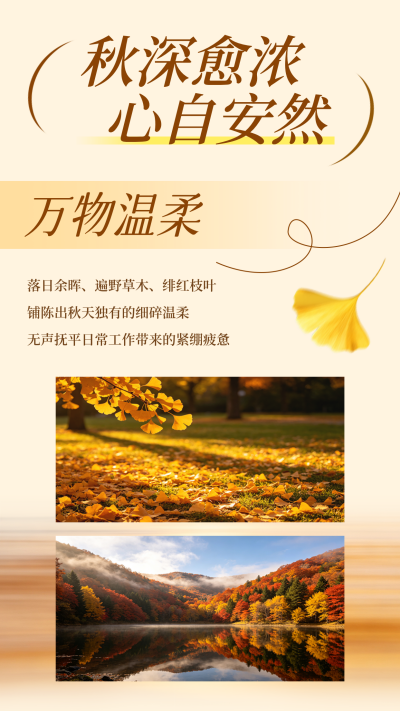 秋日文艺实景竖版配图 模板ID：990686