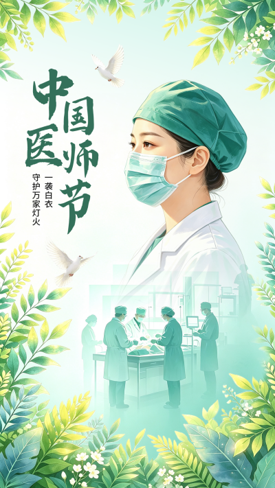 手绘中国医师节宣传海报 模板ID：990876