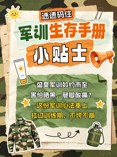 高校军训指南小红书封面 模板ID：990946