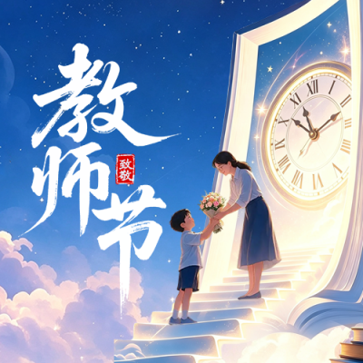 教师节手绘卡通祝福公众号次图 模板ID：991524