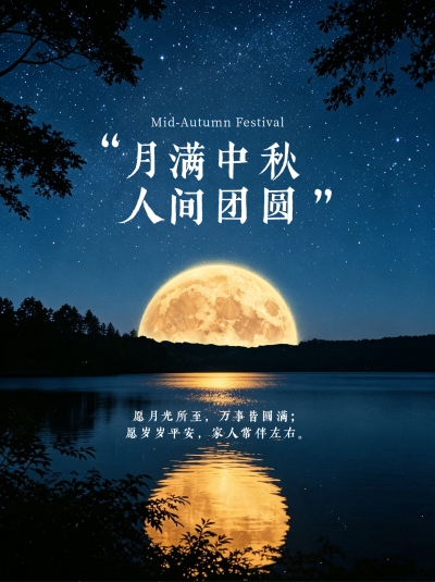 文艺中秋节祝福金句分享笔记封面 模板ID：991720