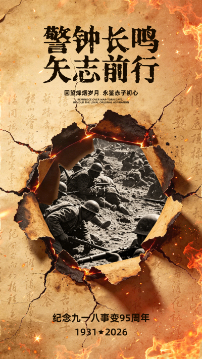 九一八事变纪念撕纸创意海报 模板ID：9916278