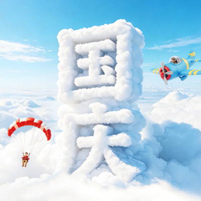 国庆创意趣味祝福公众号次图 模板ID：9916329