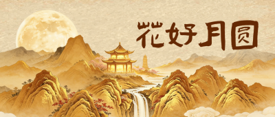 中秋大气祝福公众号首图 模板ID：9916316