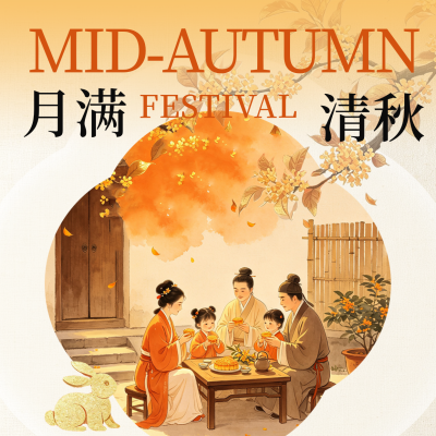 新中式中秋节节日祝福方形海报 模板ID：9916435