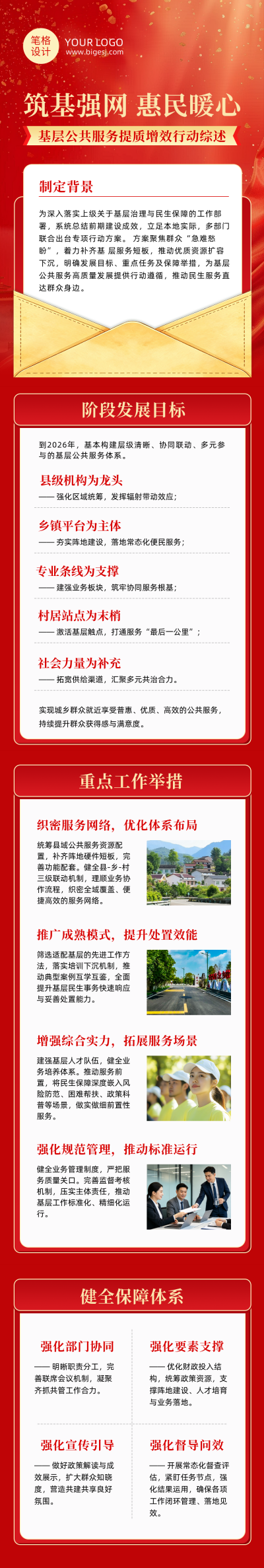 政务工作报告红色公众号长图 模板ID:9916873