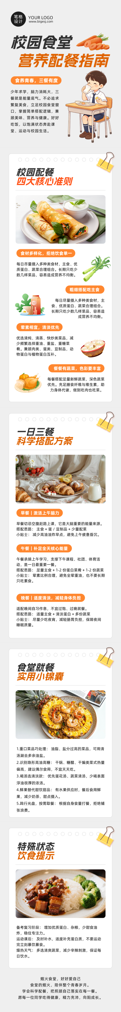 校园食堂营养配餐指南公众号长图 模板ID：9916934