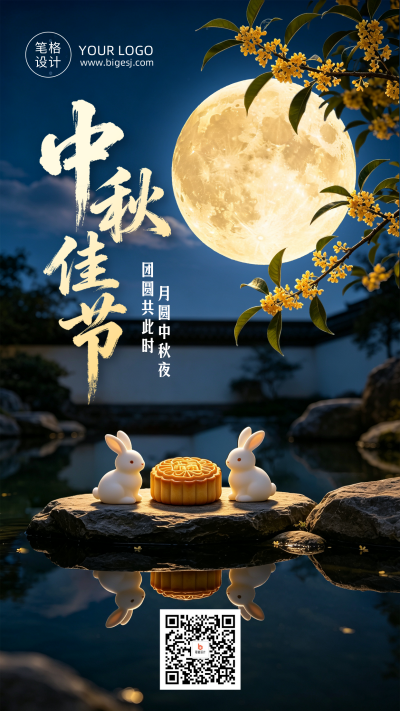 中秋节节日祝福3D海报 模板ID:9917070