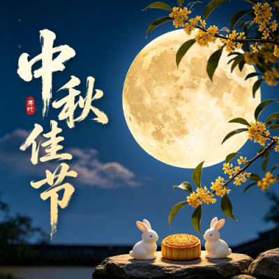 中秋节3D祝福公众号次图 模板ID：9917195