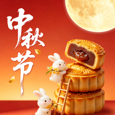 中秋节3D兔子公众号次图 模板ID：9917200