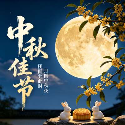 中秋节祝福方形海报 模板ID：9917193