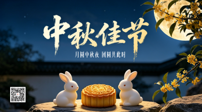中秋节3D祝福二维码 模板ID：9917192
