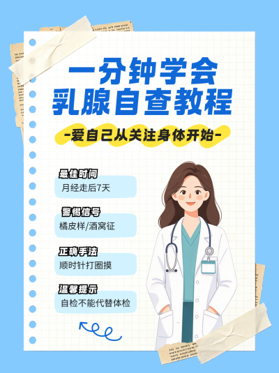 乳腺健康知识科普笔记封面 模板ID:9917317