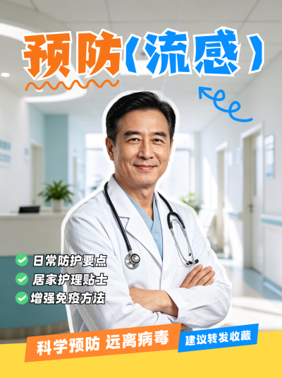 流感预防攻略笔记封面 模板ID:9917314