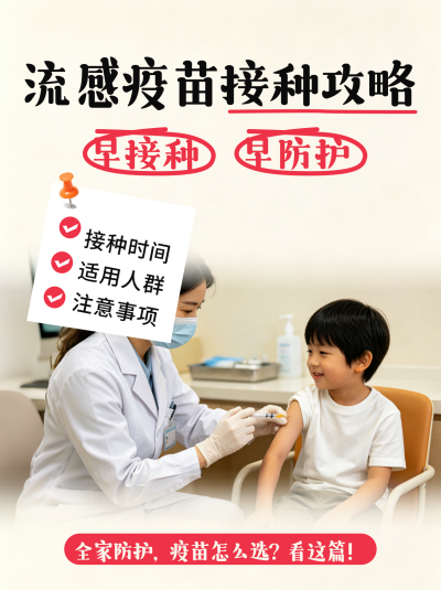 儿童流感疫苗接种宣传笔记封面 模板ID：9917421