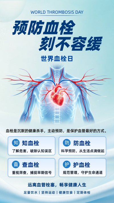 世界血栓日健康科普医疗海报 模板ID:9917582