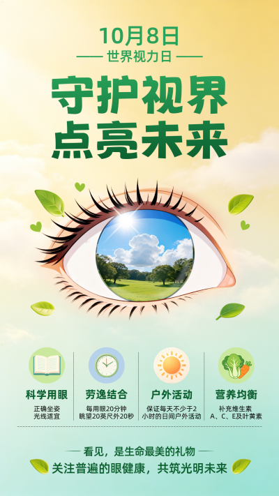 世界视力日知识科普海报 模板ID：9917561
