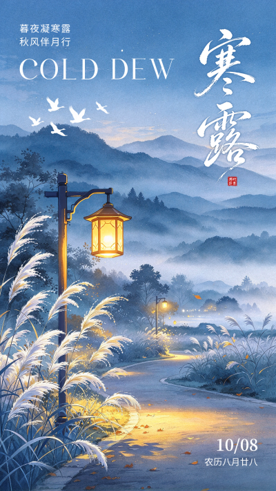寒露手绘祝福海报 模板ID:9917603