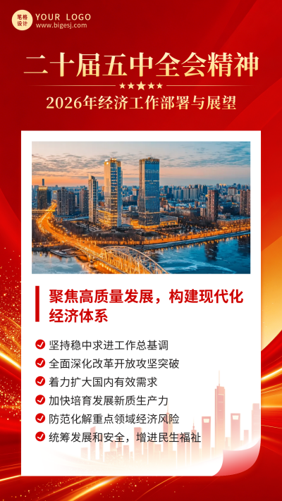 经济工作部署与展望宣传海报 模板ID:9917675