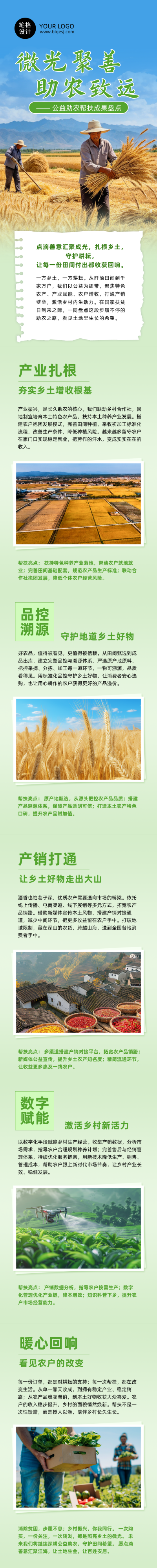公益助农帮扶成果盘点绿色公众号长图 模板ID：9917717