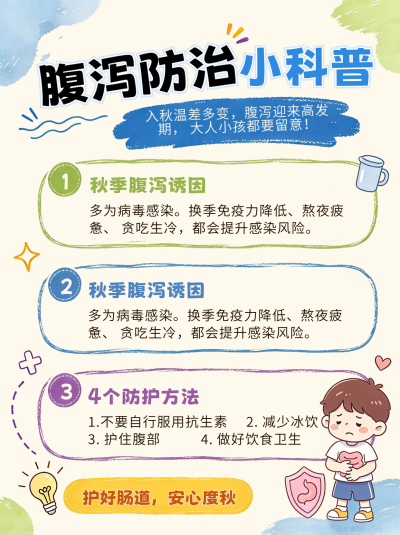 腹痛腹泻防治知识科普笔记封面 模板ID：9917812