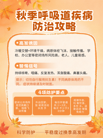 秋季疾病防治知识科普笔记封面 模板ID：9917801