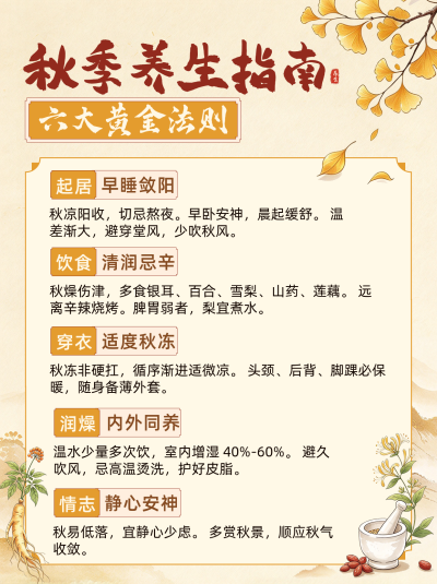 秋季中医养生知识科普笔记封面 模板ID:9917804