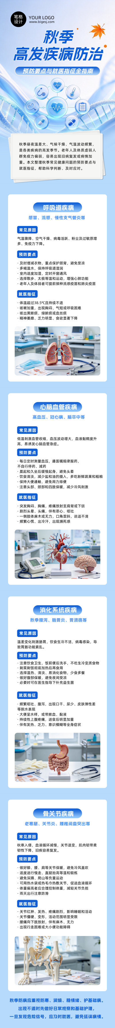 秋季高发疾病防治蓝色公众号长图 模板ID：9917853