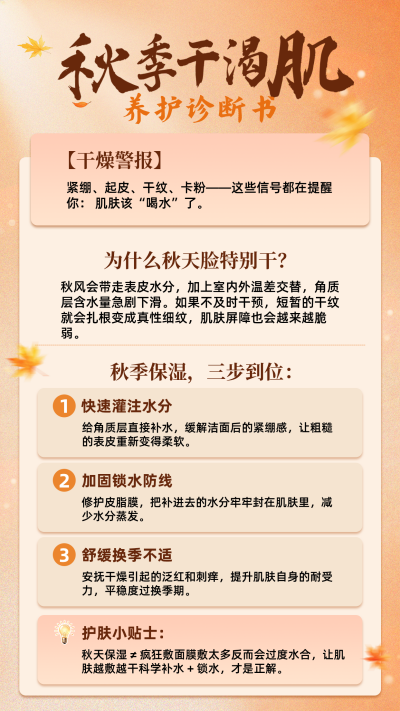 秋季护肤知识科普海报 模板ID:9917982