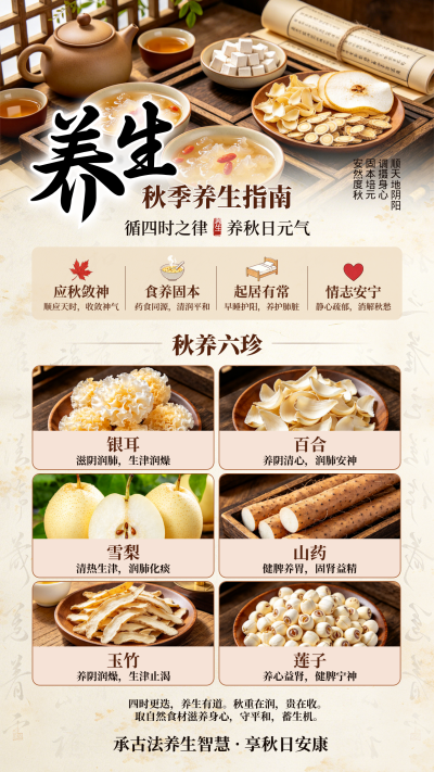 秋季养生知识科普宣传海报 模板ID：9917981