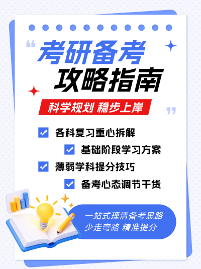 考研备考攻略指南蓝色笔记封面 模板ID:9918253