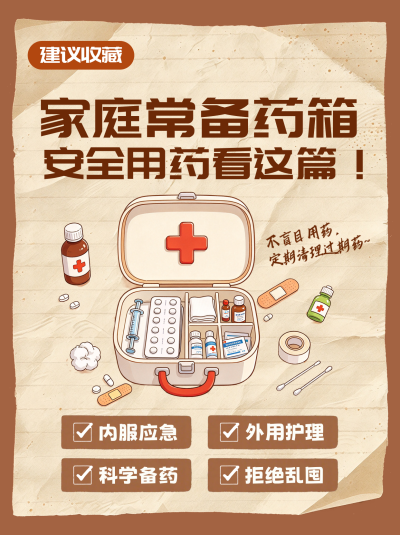 家庭安全用药知识科普笔记封面 模板ID:9918343