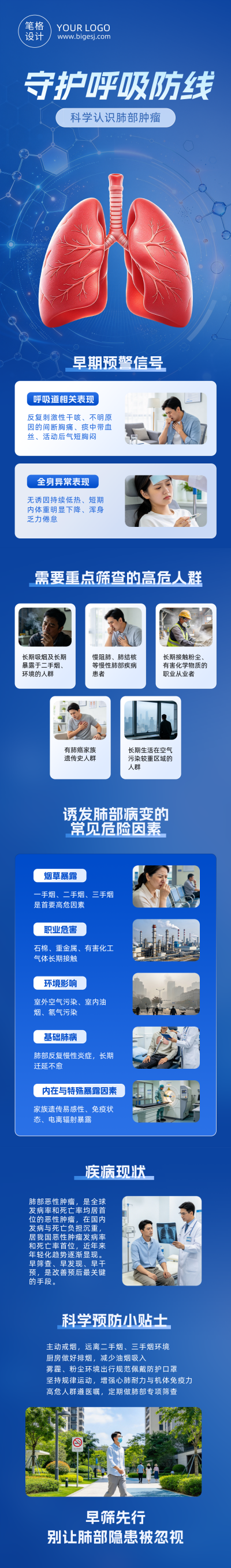 肺癌健康科普蓝色公众号长图 模板ID：9918368