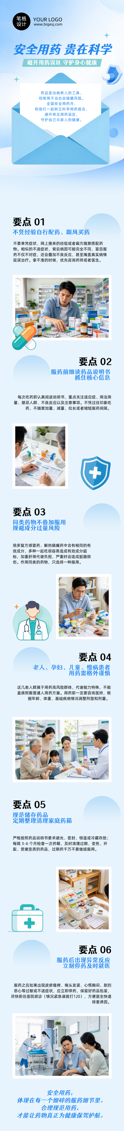 安全用药健康科普蓝色公众号长图 模板ID:9918370