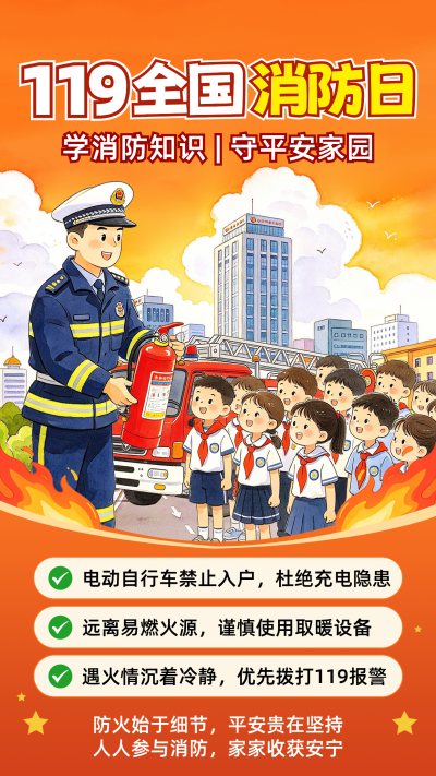 全国消防日安全科普手绘海报 模板ID:9918400
