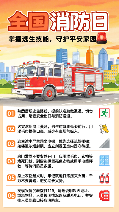 消防安全知识科普宣传海报 模板ID:9918399