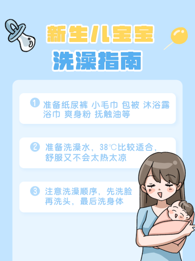 新生儿宝宝洗澡指南育儿知识小红书封面 模板ID:17572