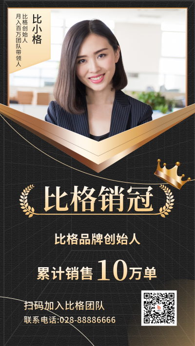 销售冠军表彰手机海报 模板ID:18922