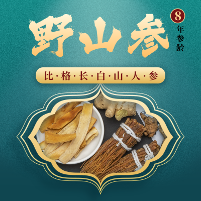 中药材人参养生保健大气中国风方形海报 模板ID:18867