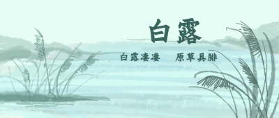 白露绿色节气风景公众号封面首图 模板ID：19580