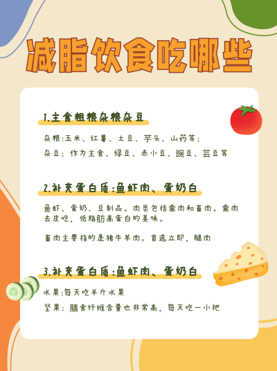 减脂餐健康饮食攻略可爱手绘小红书封面 模板ID：20954