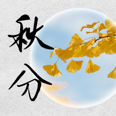 秋分节气秋天银杏简约文艺公众号次图 模板ID：21056