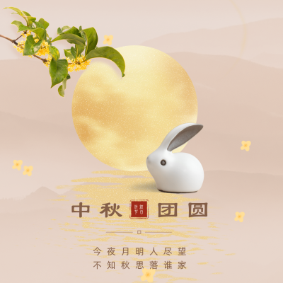 简约高端中秋祝福方形海报 模板ID：21080