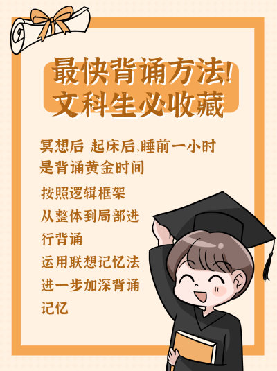 橙色手绘学习方法攻略指南小红书封面 模板ID:21333
